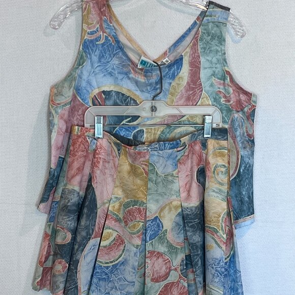 Vtg Lily's of Beverly Hills Matching Tank Top & Pleated Skirt Set M (Sz 12) READ - Picture 2 of 14